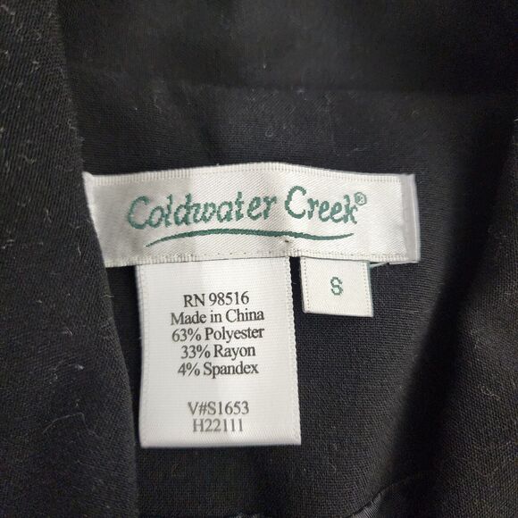Coldwater Creek Womens Jacket Size Small Pockets Button Up Black Stretch Lined - Picture 8 of 10